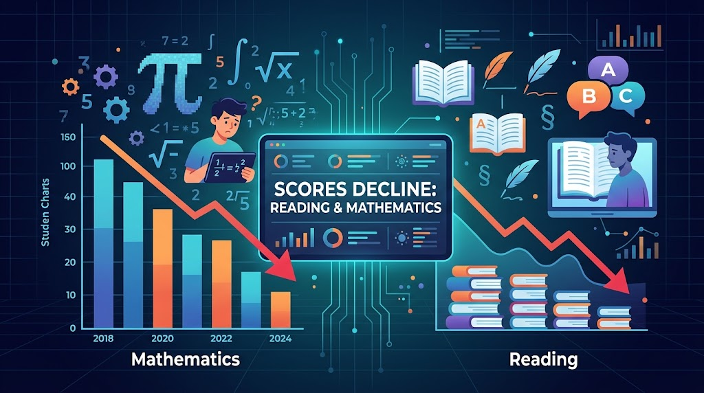 scores decline reading and mathematics