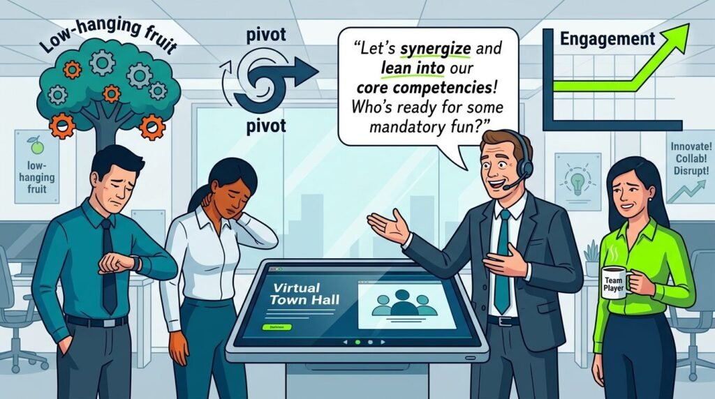 Show HN: Socially Awkward Corporate Cringe [2026] — illustration for corporate cringe