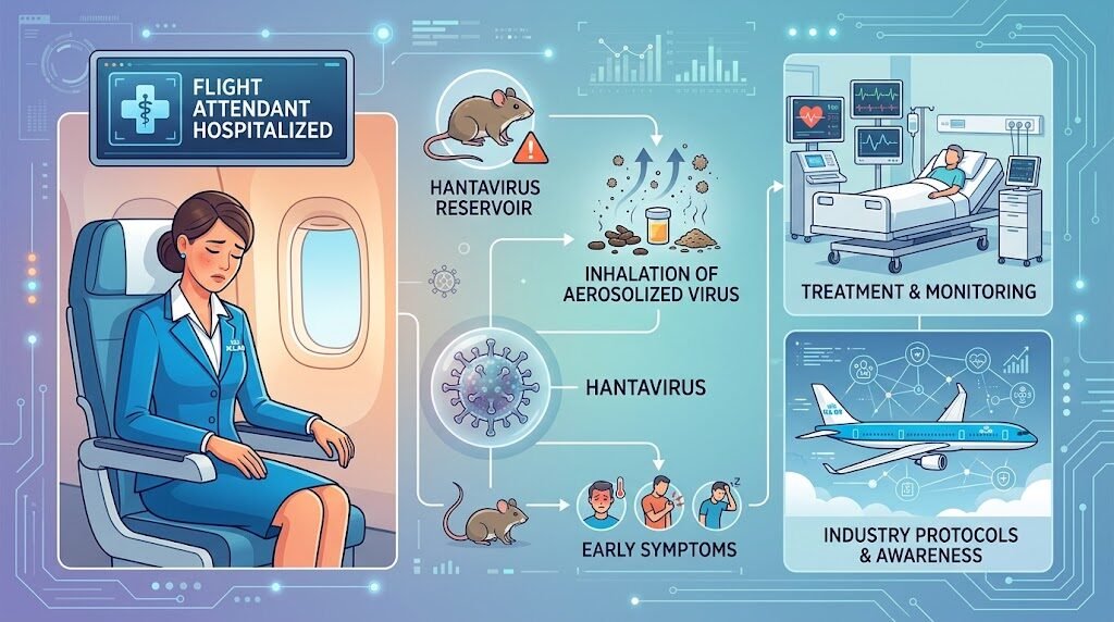 KLM Flight Attendant & the 2026 Hantavirus Hospitalization — illustration for KLM flight attendant hospitalized after contact