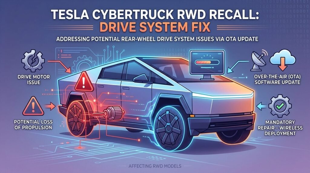 Tesla Cybertruck RWD Recall: Only 173 Units in 2026? — illustration for Tesla Cybertruck RWD Recall