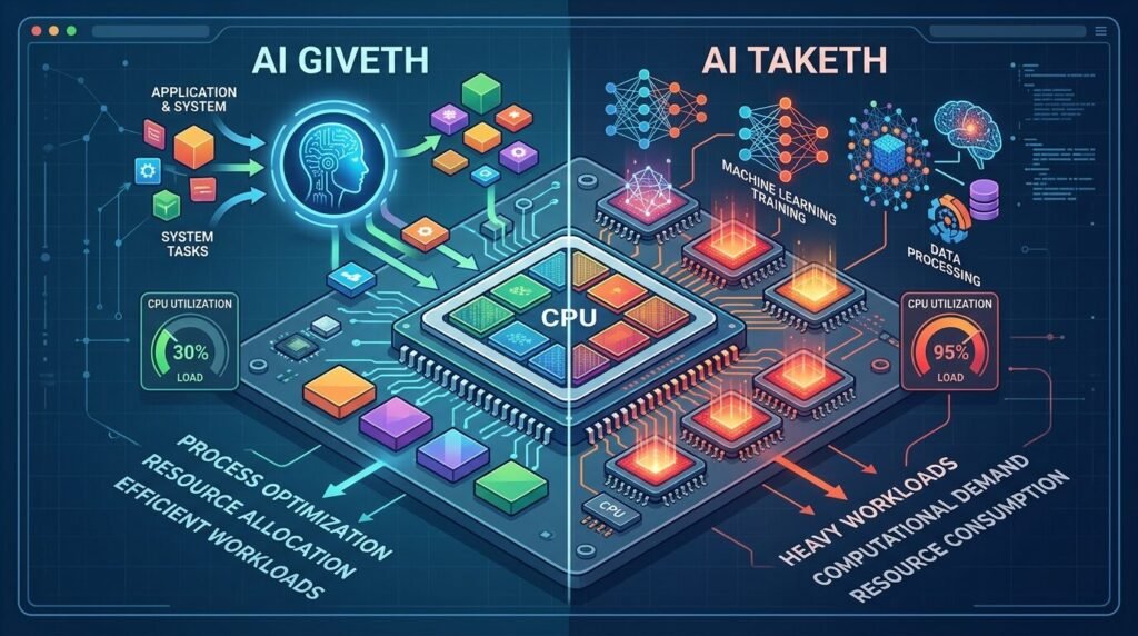 AI Giveth & Taketh CPU: The 2026 Impact — illustration for AI giveth and AI taketh CPU