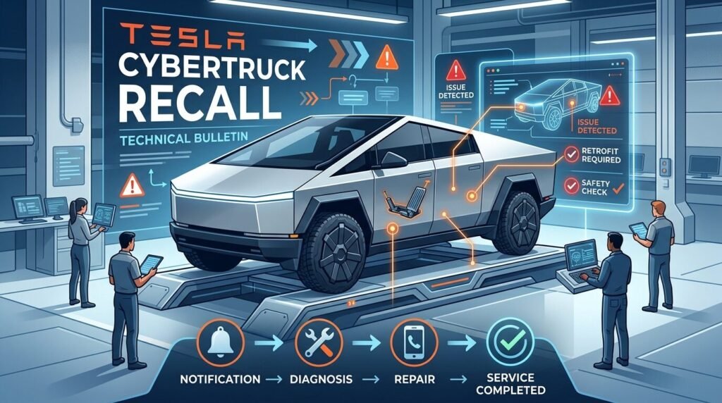 Tesla Cybertruck Recall 2026: Wheels May Fall Off! — illustration for Tesla Cybertruck recall
