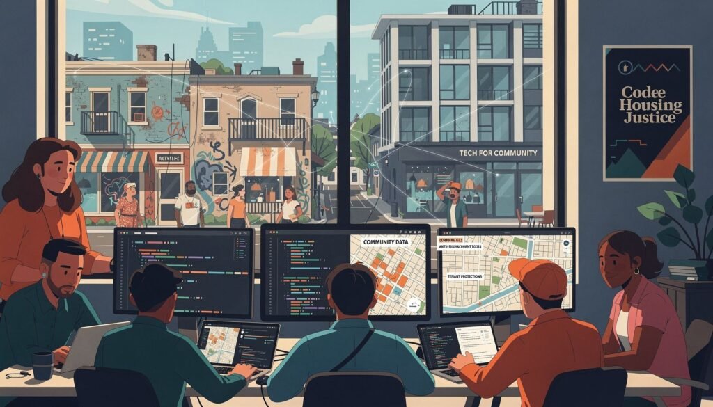 Coding Against Gentrification: Can Tech Solve the 2026 Housing Crisis? — illustration for coding against gentrification